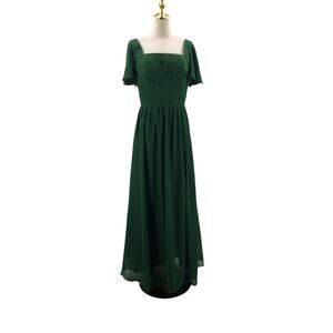 FORMAL 12 L hunter green chiffon square neck corset bridesmaid maxi dress B130